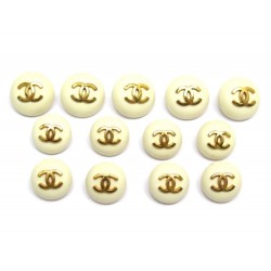 LOT DE 13 BOUTONS CHANEL LOGO CC EN METAL DORE POUR VESTE BLOUSON SET OF BUTTONS