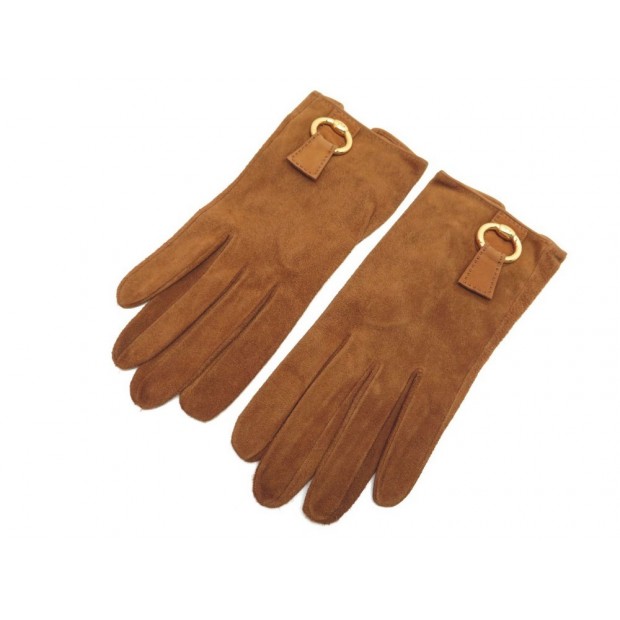 NEUF GANTS HERMES TAILLE 7 EN DAIM VEAU VELOURS NEW SUEDE GLOVES 580€