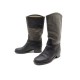 CHAUSSURES CHANEL G28488 36.5 BOTTES EN CUIR NOIR & TAUPE LEATHER BOOTS 1330€