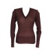 NEUF PULL HERMES COL V LOGO H S/M 36 EN CACHEMIRE MARRON FEMME CASHMERE TOP 920€