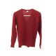 PULL HERMES COL V MOTIFS CROISILLONS 34 S EN CACHEMIRE ROUGE CASHMERE TOP 920€