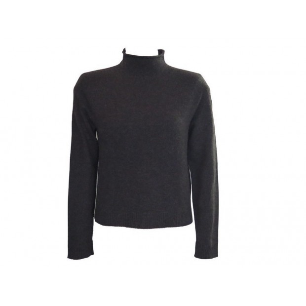 PULL HERMES COL MONTANT TAILLE XS 32 EN CACHEMIRE MARRON CASHMERE SWEATER 920€