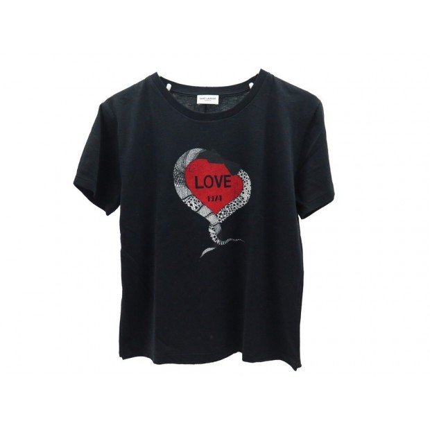 NEUF T SHIRT SAINT LAURENT LOVE 1974 497236 T S 36 EN COTON NOIR BLACK TOP 260