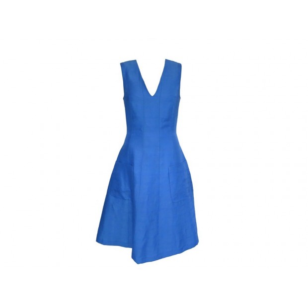 ROBE PAUL SMITH MI LONGUE SANS MANCHES 40 IT 36 FR S LIN BLEU LINEN DRESS 790€