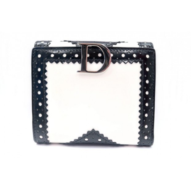 PORTEFEUILLE CHRISTIAN DIOR 04LU0074 CUIR NOIR ET BLANC WALLET BILLFOLD 390€