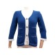 GILET A BOUTONS LOGO CC CHANEL P43305 36 S EN CACHEMIRE BLEU CASHMERE VEST 3900€