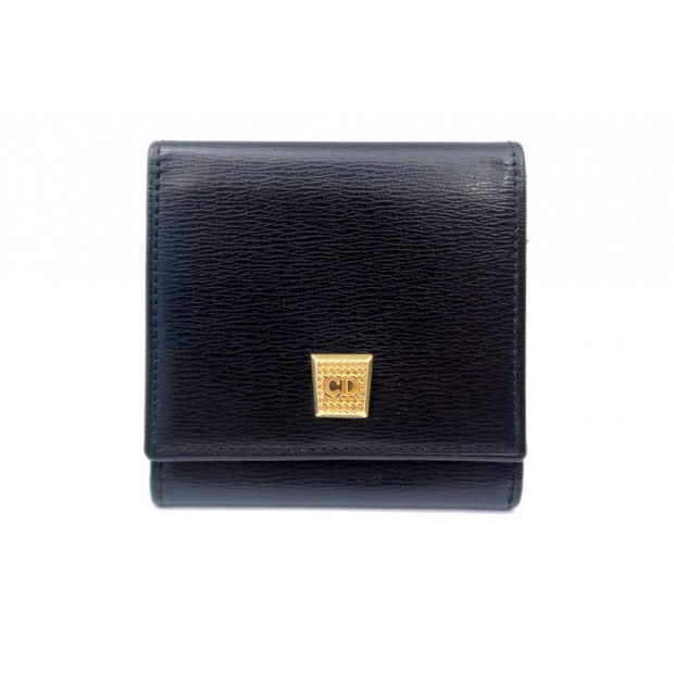 NEUF PORTEFEUILLE CHRISTIAN DIOR PORTE CARTES EN CUIR NOIR WALLET BILLFOLD 300€