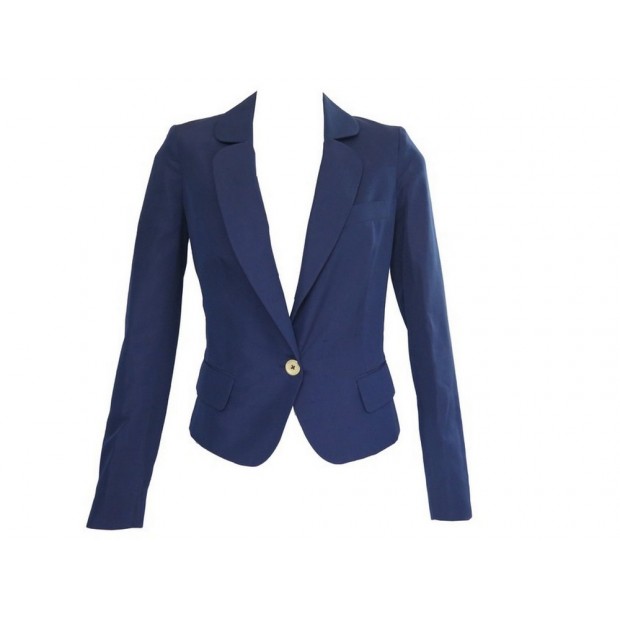 VESTE YVES SAINT LAURENT 1 BOUTON 36 S SOIE SAUVAGE COTON BLEU BLUE JACKET 1890€