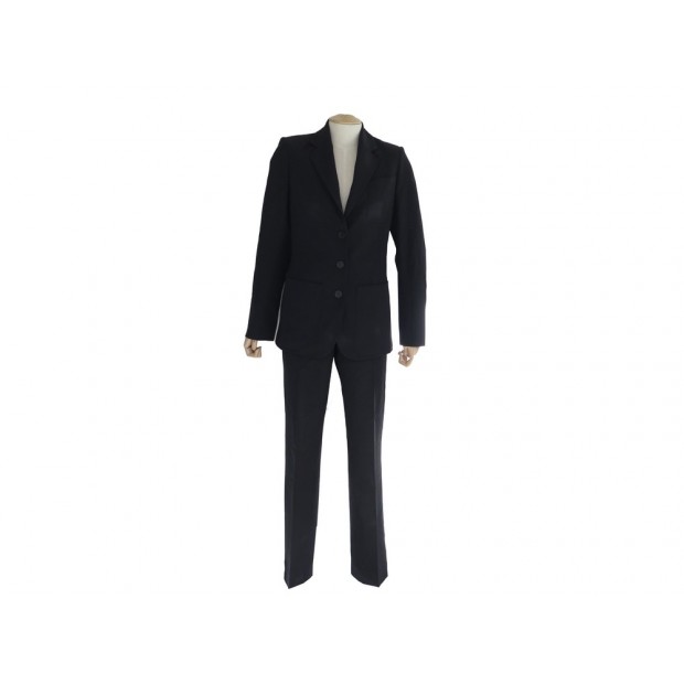 TAILLEUR HERMES VESTE TAILLE 36 & PANTALON T 42 EN LAINE NOIR SUIT PANT 2400€