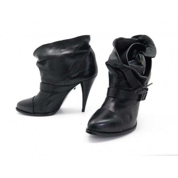 CHAUSSURES GIVENCHY BOTTINES A TALON TAILLE 40 CUIR NOIR BLACK LOW BOOTS 995