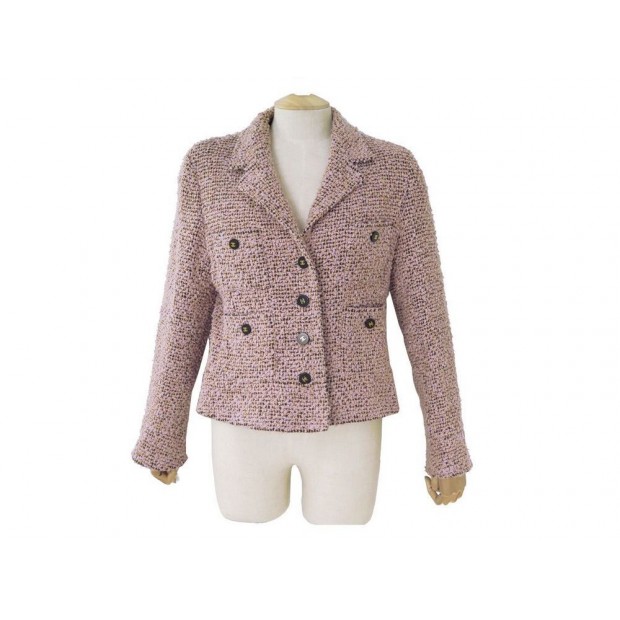 VINTAGE VESTE DE TAILLEUR CHANEL BOUTIQUE EN TWEED VIOLET 40 M JACKET 4200€