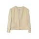 VESTE DROITE CHANEL COL ROND EN LAINE CREME T 42 L MANTEAU LOGO CC JACKET 4200€