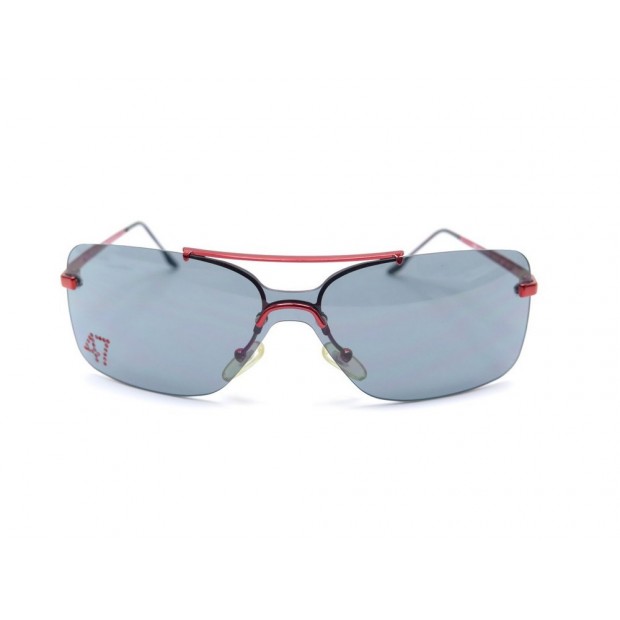 LUNETTES DE SOLEIL DIOR 47 STRASS EN METAL ROUGE & VERRES NOIRS SUNGLASSES 420