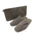 NEUF CHAUSSURES HERMES JOURNEY 43 CHAUSSONS EN DAIM GRIS + TROUSSE SLIPPERS 750
