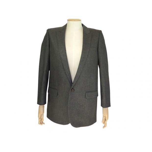 VESTE SAINT LAURENT 1 BOUTON 36 S LAINE GRIS FEMME WOMEN GREY WOOL JACKET 1990€