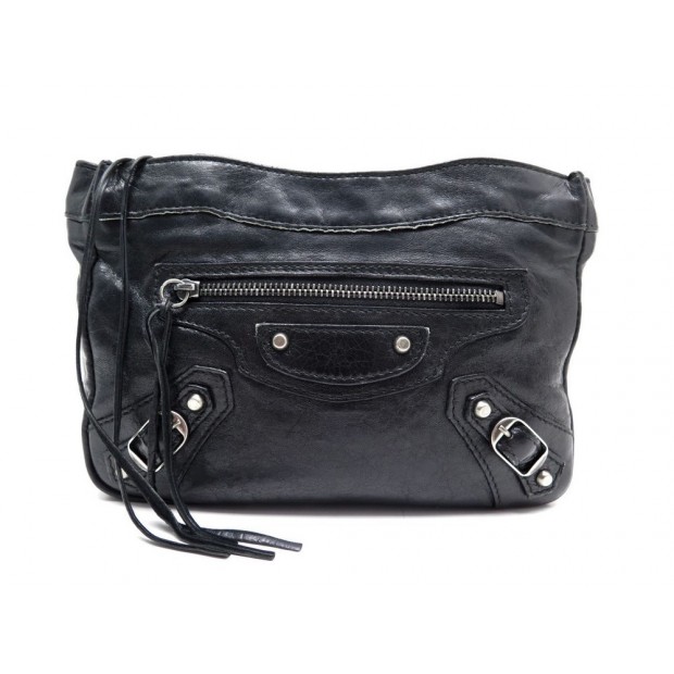 POCHETTE BALENCIAGA CUIR NOIR 