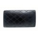 PORTEFEUILLE PORTE CARTES CHEQUIER CHANEL EN CUIR NOIR DAMASSE WALLET 730€