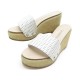 NEUF CHAUSSURES CHANEL 36 SANDALES COMPENSEES EN CUIR BLANC + POCHON SHOES 990€