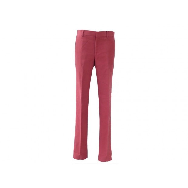 NEUF PANTALON HERMES SAINT GERMAIN DECOUPE T42 M SUEDINE COTON FRAMBOISE 470