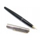 VINTAGE STYLO PLUME MONTBLANC RESINE NOIR METAL ARGENTE + ETUI FOUNTAIN PEN