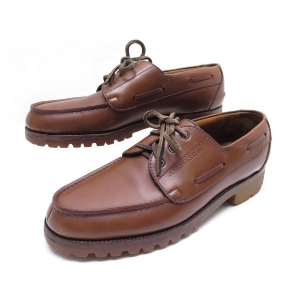 CHAUSSURES JM WESTON DERBY BATEAUX 690 8C 42 CUIR MARRON LEATHER SHOES 775€