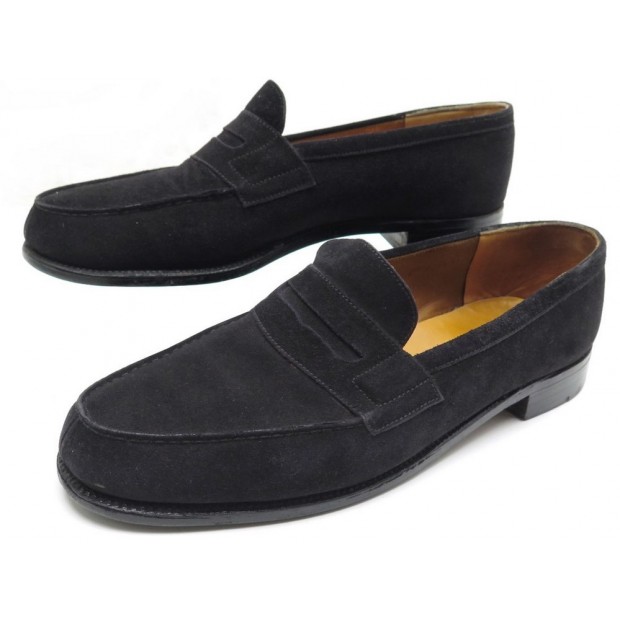 CHAUSSURES JM WESTON MOCASSINS 180 8C 42 LARGE 42.5 DAIM VEAU VELOURS NOIR 610€