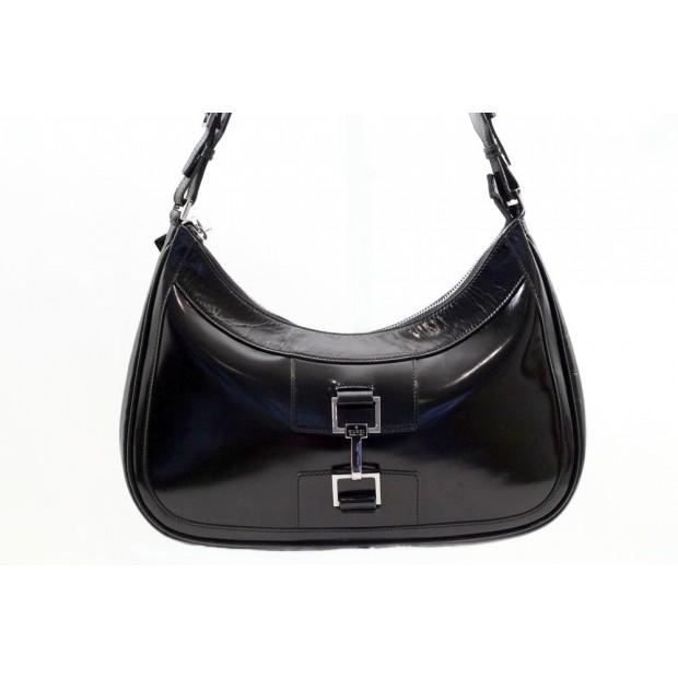 SAC A MAIN GUCCI JACKIE 001-4254 EN CUIR VERNI NOIR LEATHER HAND BAG 1150€