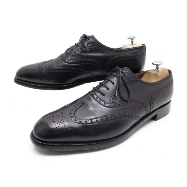 CHAUSSURES JM WESTON 376 RICHELIEU 44.5 10.5D CUIR NOIR BOUT FLEURI SHOES 690