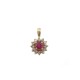 PENDENTIF EN OR JAUNE 18K 12 DIAMANTS 0.12 CT RUBIS 0.45CT GOLD PENDANT DIAMONDS