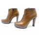 CHAUSSURES FREE LANCE BOTTINES A TALONS 38.5 EN CUIR MARRON LOW BOOTS 525€
