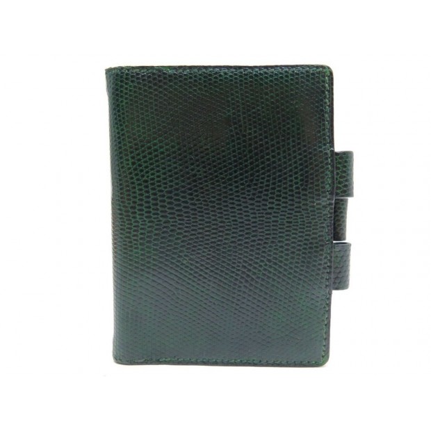 VINTAGE COUVERTURE AGENDA CARNET HERMES PM EN CUIR LEZARD VERT ELEVAGE 1000€