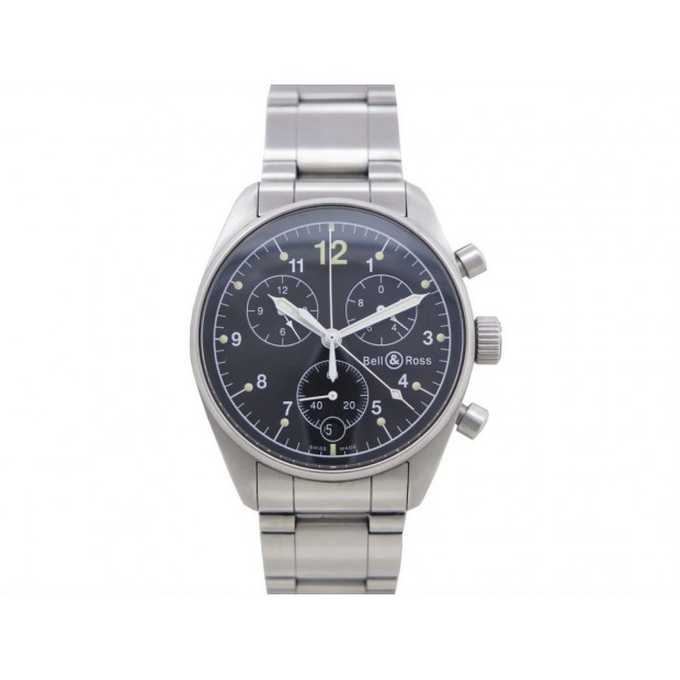 MONTRE BELL & ROSS VINTAGE 120 38 MM QUARTZ CHRONOGRAPHE NOIR ACIER WATCH 1690€