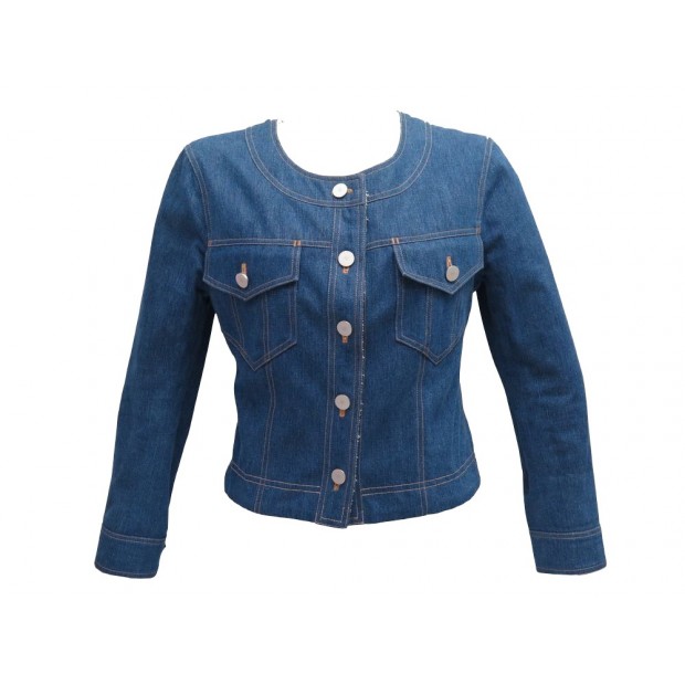 NEUF VESTE CHANEL EN JEAN TAILLE 40 M EN COTON BLEU BLUE DENIM JACKET NEW 2500