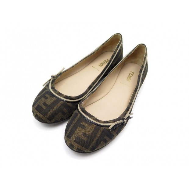 CHAUSSURES FENDI BALLERINES 36.5 IT 37.5 FR EN TOILE MONOGRAMMEE BALLERINA 590€