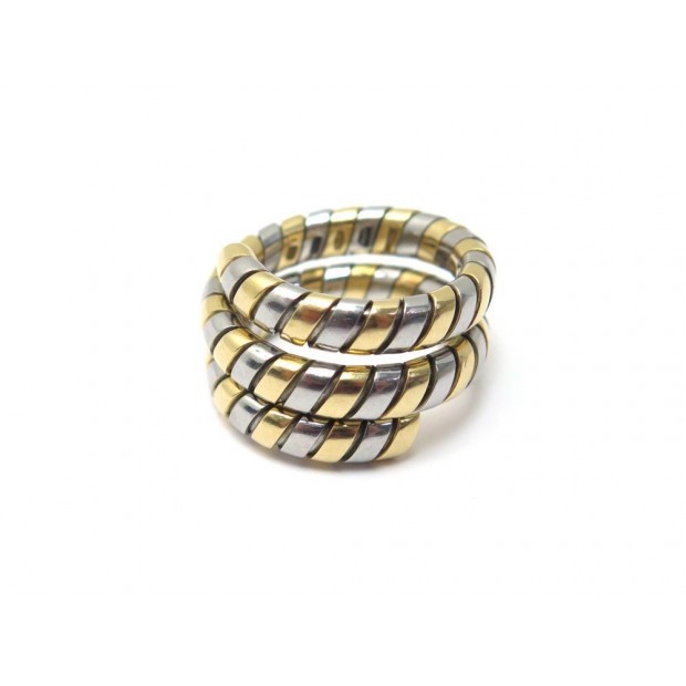 NEUF BAGUE BULGARI TUBOGAS T55 OR JAUNE ET BLANC YELLOW & WHITE GOLD RING 3500€