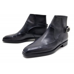 NEUF CHAUSSURES BERLUTI BOTTINES 5 39 CUIR NOIR A BOUCLE LOW BOOTS SHOES 1800€