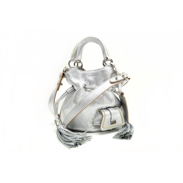 NEUF SAC A MAIN LANCEL PREMIER FLIRT PM BANDOULIERE EN CUIR ARGENTE PURSE 725€