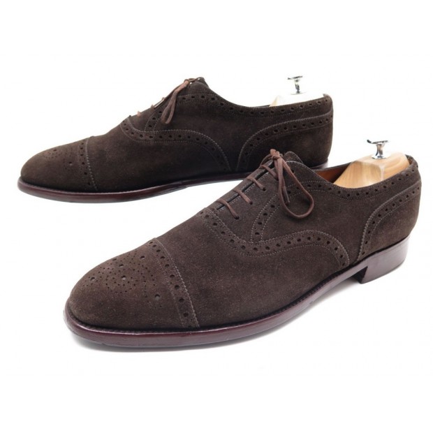 CHAUSSURES JM WESTON 310 RICHELIEU 44.5 10.5D DAIM MARRON BOUT FLEURI SHOES 760