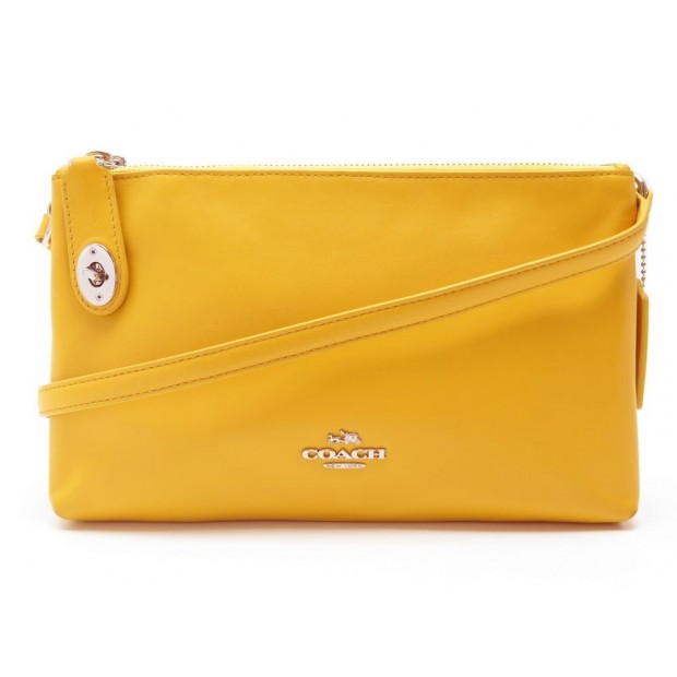 SAC A MAIN COACH G1580 36552 POCHETTE DUO BANDOULIERE CUIR JAUNE HAND BAG 220€