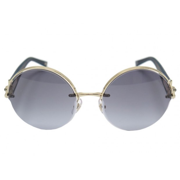 NEUF LUNETTES DE SOLEIL CHOPARD SCH C81S RONDE CUIR BLEU ROUND SUNGLASSES 360€