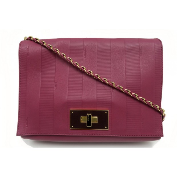 SAC A MAIN FENDI CLAUDIA 8BT205 LARGE BANDOULIERE CUIR ROSE FUSHIA PURSE 2390€