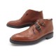 CHAUSSURES BOWEN BROMBOROUGH BOTTINES BI BOUCLES 9 43 EN CUIR MARRON BOOTS 365