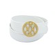 VINTAGE CEINTURE HERMES T72 CUIR BLANC BOUCLE RONDE METAL DORE WHITE BELT 635