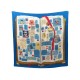 FOULARD HERMES CHIFFRES ET MONOGRAMMES CARRE 90 EN SOIE BLEUE SILK SCARF 370