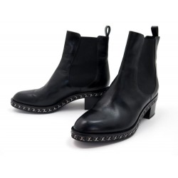CHAUSSURES CHANEL CHAINES ENTRELACEE BOTTINES T 41C CUIR NOIR BLACK BOOTS 1300