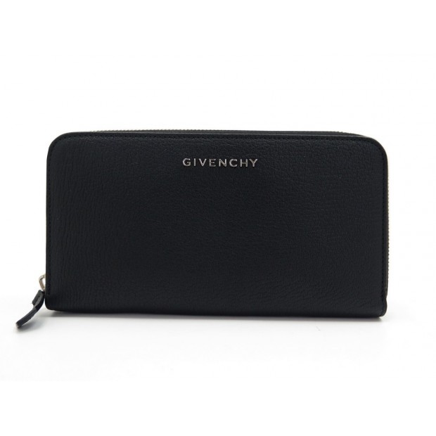 NEUF PORTEFEUILLE GIVENCHY PANDORA LONG ZIPPE CUIR GRAINE NOIR NEW BILLFOLD 530€