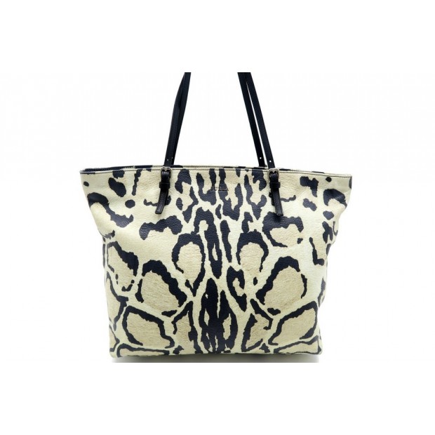 SAC A MAIN FURLA 32 CM CABAS EN CUIR BEIGE MOTIF LEOPARD PURSE TOTE BAG 350€