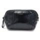 NEUF TROUSSE DE TOILETTE MONCLER 15 CM POCHETTE EN CUIR DE SERPENT NOIR CLUTCH