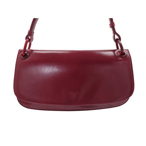 SAC A MAIN PRADA BESACE POCHETTE EN CUIR ROUGE 30 CM RED LEATHER HAND BAG PURSE