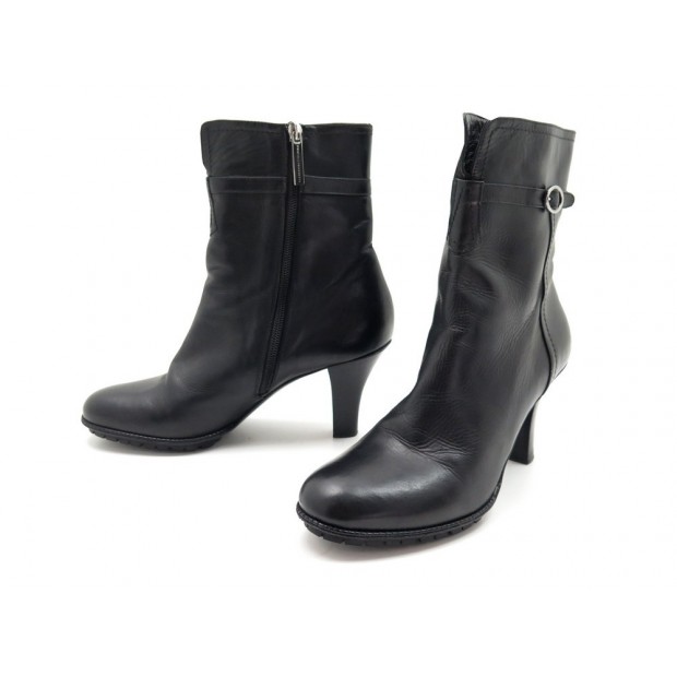 CHAUSSURES FRATELLI ROSSETTI BOTTINES A BOUCLES 37.5 CUIR NOIR BOOTS SHOES 640€